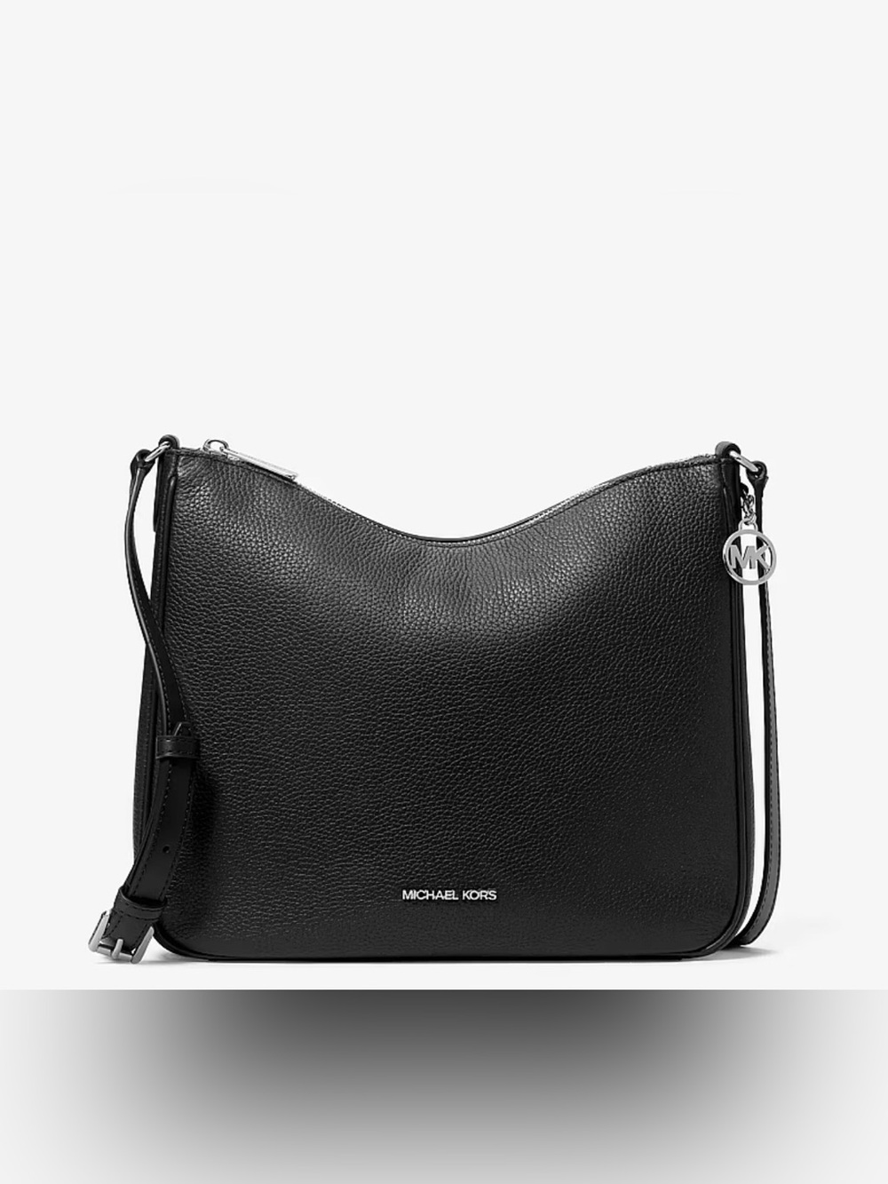 Michael Kors Black Pebbled Leather Hobo Shoulder Bag with MK Charm